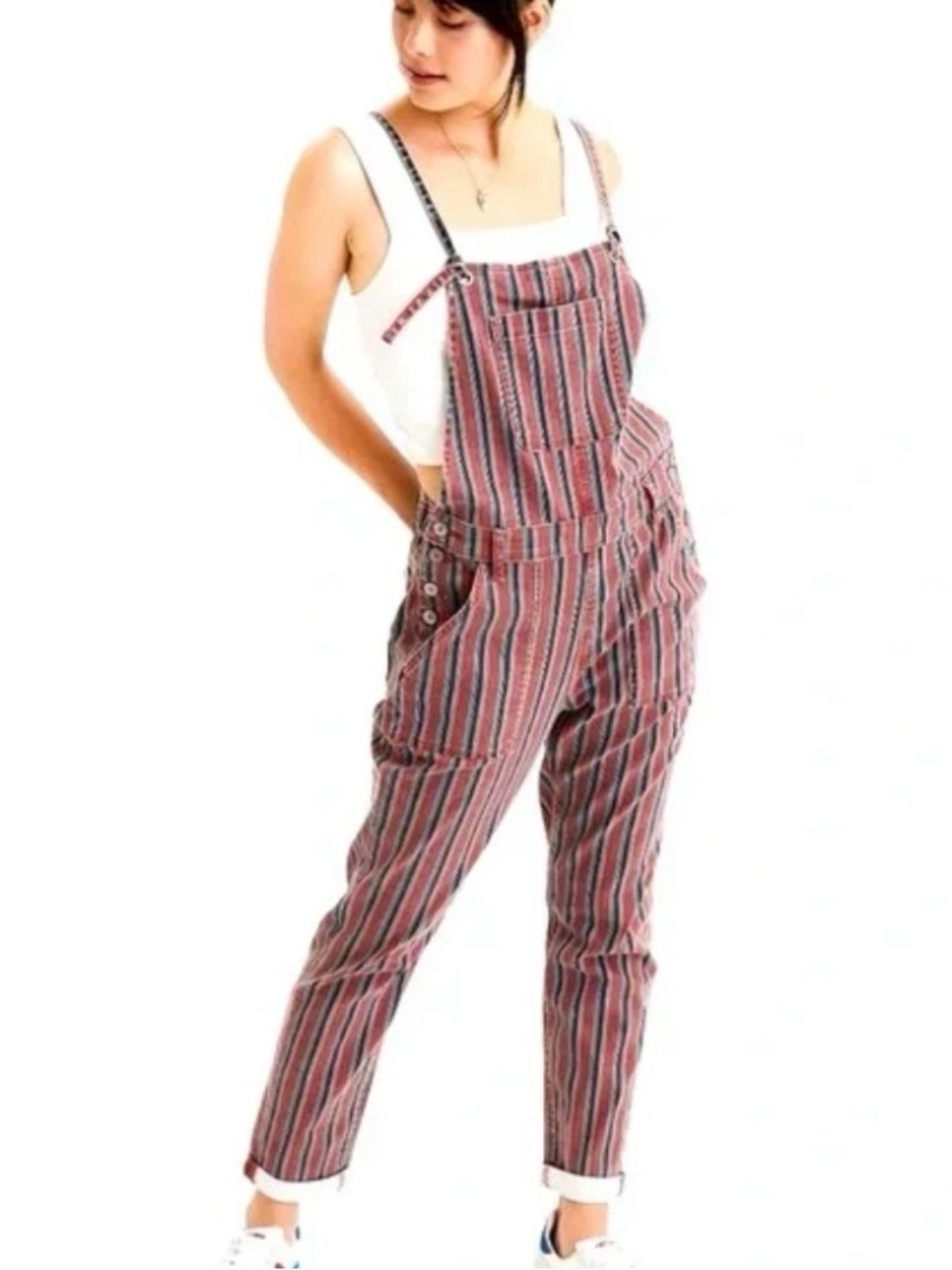 American Eagle Striped Overalls